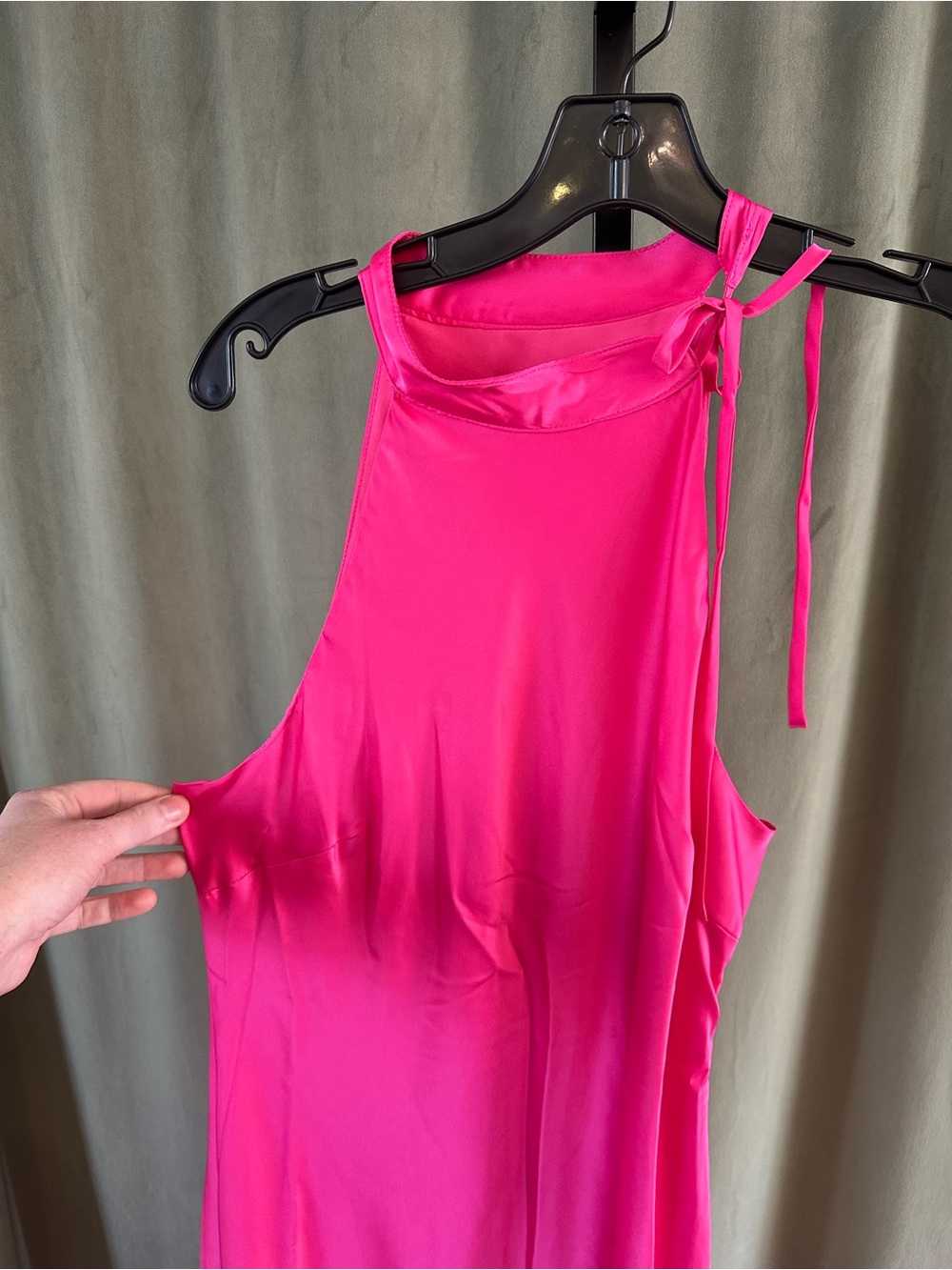Hutch Mari Hot Pink Halter Midi Dress with Side Slit - Picture 5 of 8